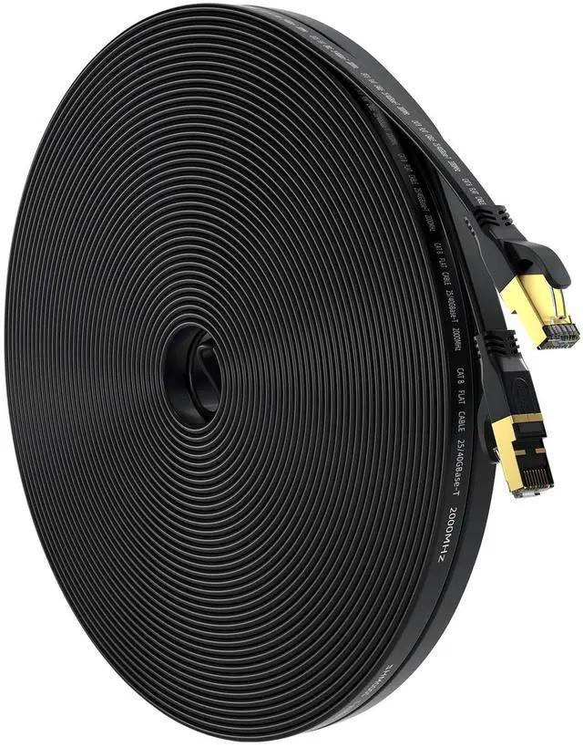 Main image of Cat 8 Ethernet Cable 85 FT, Outdoor&Indoor High Speed Heavy Duty Network LAN Internet Cable,SFTP Gold Plated RJ45 40Gbps 2000Mhz Patch Cord, for Modem/Router/Gaming,Faster Than Cat7/Cat6/Cat5 Black