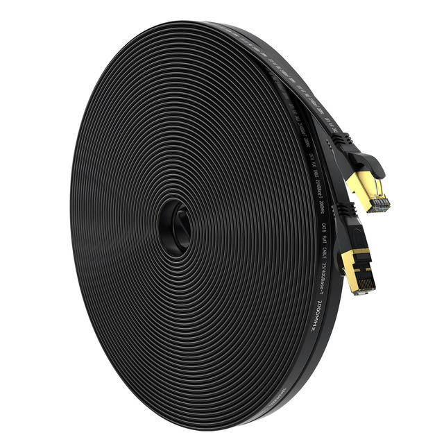 Yellow-Price Cat 8 Ethernet Cable – 50 Ft S/FTP Shielded Network Patch Cord – RJ45 Gold Plated