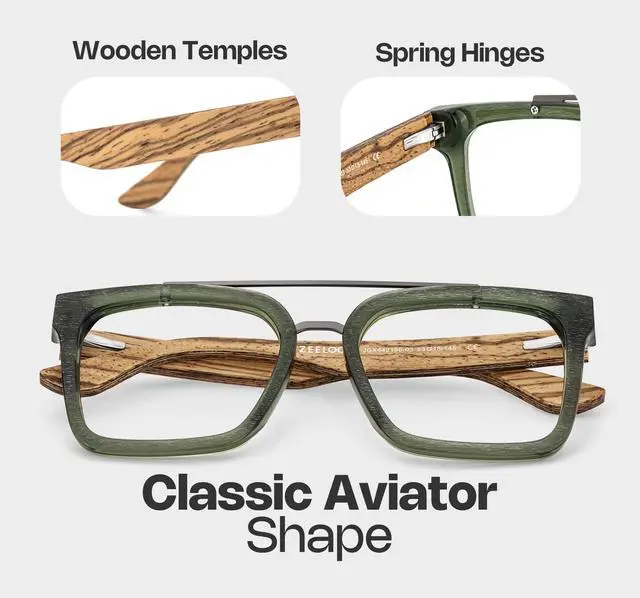 Alt view image 5 of 5 - Zeelool Aviator Blue Light Blocking Glasses for Men, Retro Glasses Computer Eyeglasses with Anti UV, Eyestrain and Glare Lens ZJGX642196-03B