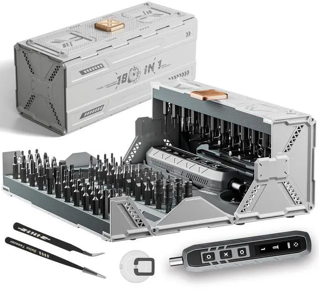 Main image of ZNikoyidy 180 in 1 Electric Screwdriver Set, Power Screwdriver, Precision Screwdriver Set, 3 Torque Modes with 162 Magnetic Precision Bits, Screwdriver it for Phone Camera Computer Watch Laptop Drones