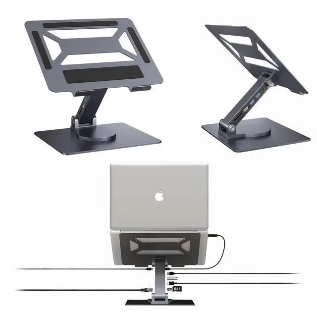 Main image of ZooGuree 7 in 1 Laptop Docking Station Stand Detachable USB C Hub, 4K HDMI, 2 USB 3.0, RJ45, PD 3.0 Universal Laptop Stand with 360-degree Swivel Stand