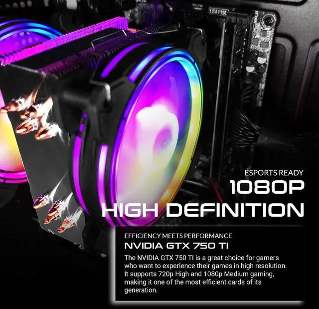 Alt view image 3 of 5 - SAAV X1 Prebuilt Gaming PC Desktop - Intel Core i5 3.4GHz, 16GB RAM, GEFORCE GTX 750 GDDR5 GPU, 512GB NVME SSD, WiFi 6, Bluetooth, Win 10, Mouse Keyboard, PC Gaming Computer Desktop, 1-Year Warranty