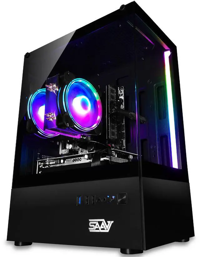 Alt view image 4 of 5 - SAAV X1 Prebuilt Gaming PC Desktop - Intel Core i5 3.4GHz, 16GB RAM, GEFORCE GTX 750 GDDR5 GPU, 512GB NVME SSD, WiFi 6, Bluetooth, Win 10, Mouse Keyboard, PC Gaming Computer Desktop, 1-Year Warranty
