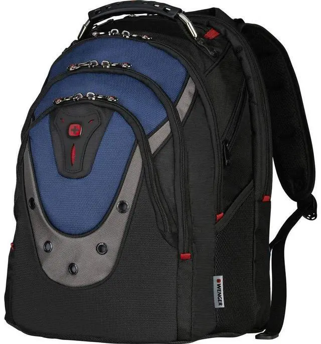 Alt view image 3 of 5 - Wenger Ibex 17 inch Laptop Backpack, Men's and Women's Laptop Bag, Black/Gray/Blue