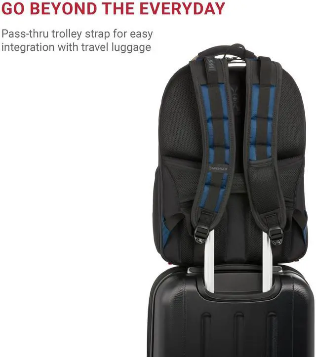 Alt view image 5 of 5 - Wenger Ibex 17 inch Laptop Backpack, Men's and Women's Laptop Bag, Black/Gray/Blue