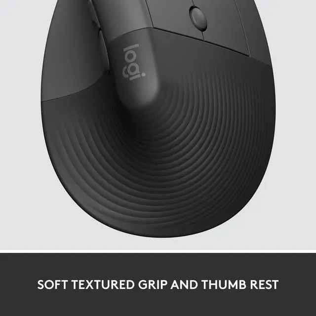 Alt view image 3 of 5 - Logitech Lift for Business, Vertical Ergonomic Mouse, Wireless, Bluetooth or Secured Logi Bolt USB, Quiet clicks, Globally Certified, Windows/Mac/Chrome/Linux - Graphite
