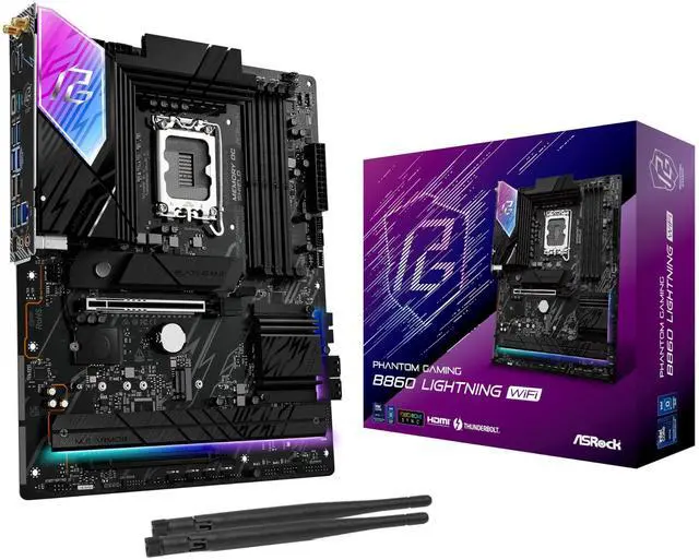 Main image of ASRock Phantom Gaming B860 Lightning WiFi 6E Intel Core Ultra LGA1851 DDR5 8933 MHz 256GB M.2 ATX Motherboard Thunderbolt SATA3 6.0 Gb/s PCIe 5.0