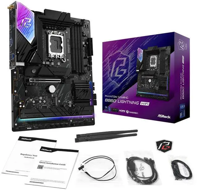 Alt view image 4 of 5 - ASRock Phantom Gaming B860 Lightning WiFi 6E Intel Core Ultra LGA1851 DDR5 8933 MHz 256GB M.2 ATX Motherboard Thunderbolt SATA3 6.0 Gb/s PCIe 5.0
