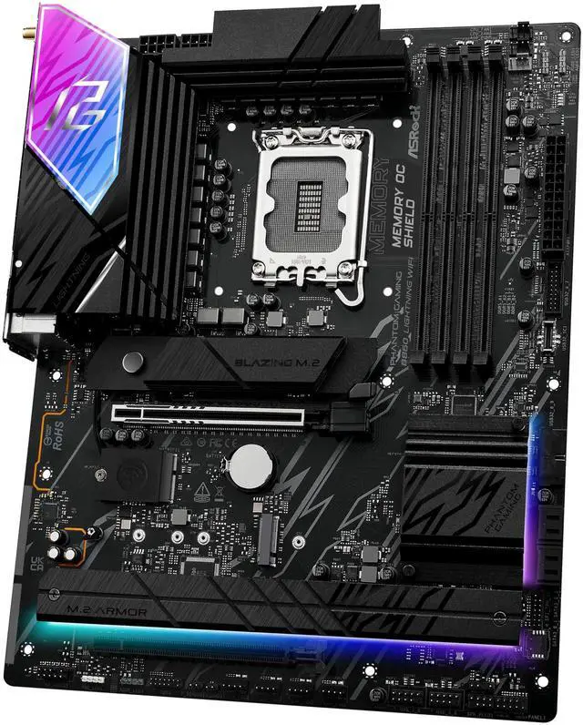 Alt view image 3 of 5 - ASRock Phantom Gaming B860 Lightning WiFi 6E Intel Core Ultra LGA1851 DDR5 8933 MHz 256GB M.2 ATX Motherboard Thunderbolt SATA3 6.0 Gb/s PCIe 5.0