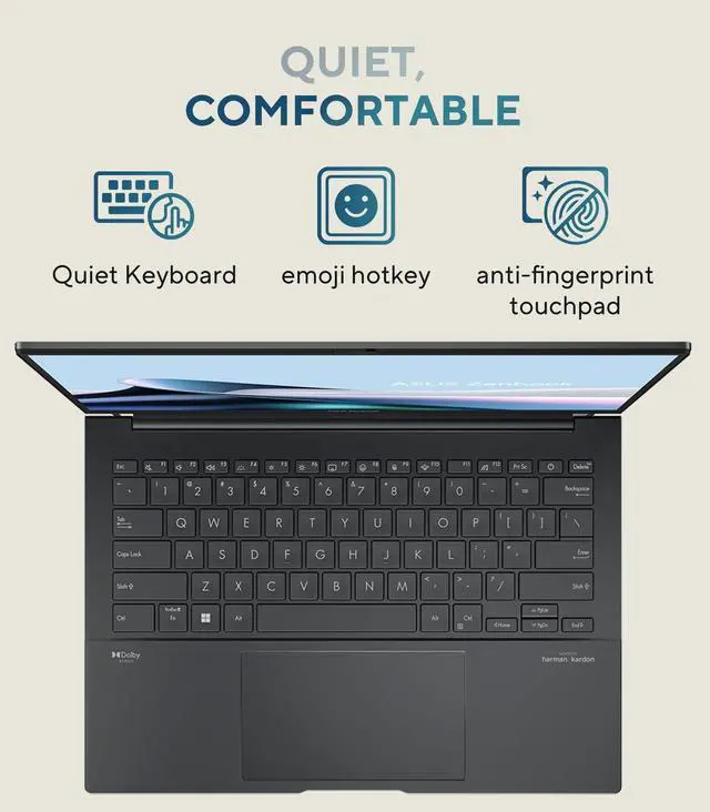 Alt view image 2 of 5 - ASUS ZenBook 14 OLED Q415 Business Laptop (14" FHD+ Touchscreen, Intel 14-Core Ultra 5 125H (> i7-1360P), 8GB DDR5 RAM, 512GB SSD) AI PC, 15-Hr Long Battery Life, FHD Webcam, Win 11 Home w/AI Copilot