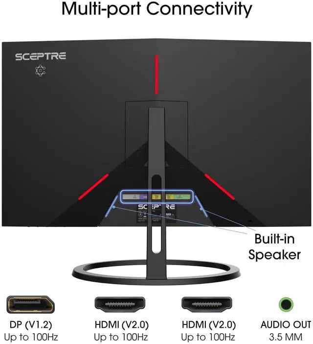 Alt view image 3 of 5 - Sceptre IPS 27 Inch 2K 2560 x 1440p QHD 75Hz DisplayPort HDMI 99% sRGB Build-in Speakers Machine Black (E275W-QPT)