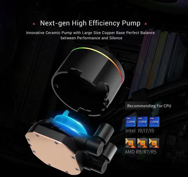 Alt view image 3 of 5 - PCCOOLER DA360 PRO ARGB Digital Liquid CPU Cooler with 270deg Rotatable LCD Display, 360mm Radiator, 3 Silent ARGB PWM Fans, Compatible with Intel LGA 20XX/1851/1700/1200/115X & AMD AM5/AM4