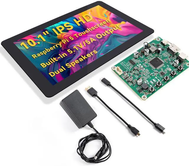 Main image of SunFounder Latest 10 Inch DIY Touch Screen All-in-One Solution for Raspberry Pi 5, IPS HD 1280x800 LCD, Built-in 5.1V/5A Output, HDMI, 10-Point, No Driver, Speakers, for RPi 5/4/3/Zero 2W