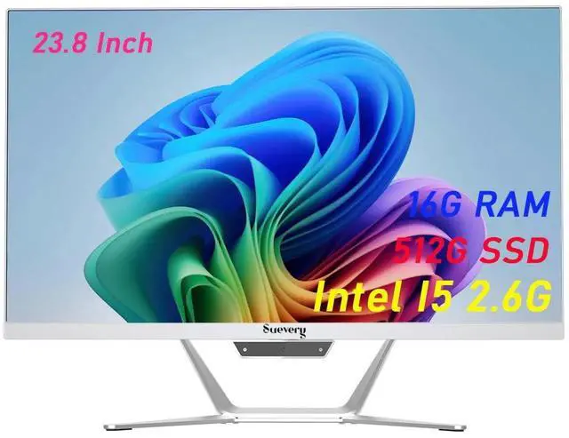 Main image of suevery Business All-in-One Desktop PC 24" FHD Screen Intel Core I5(6Cores 12Threads 2.6GHz UP to 4.4GHz) DDR4 16GB 512GB SSD FHD Display WI-FI AIO PreBuilt Gaming Computers