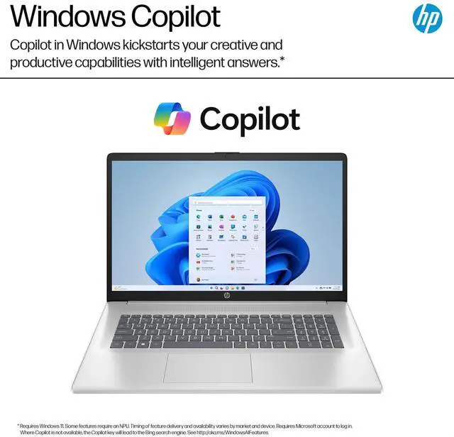 Alt view image 4 of 5 - HP Latest 17 Laptop (17.3" FHD Anti-Glare, AMD 6-Core Ryzen 5 7430U, 16GB RAM, 512GB SSD, Narrow Bezel) Home & Business, Long Battery Life, Webcam, Fast Charge,IST Hub, Win 11 Pro, Natural Silver