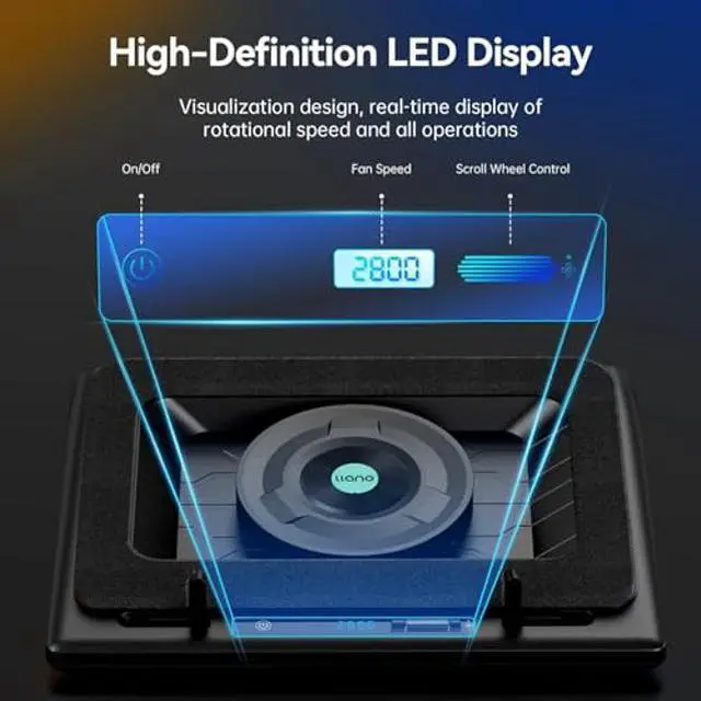Alt view image 5 of 5 - llano Laptop Cooling Pad, Gaming Laptop Cooler with Powerful Turbo Cooling Fan(5.5inch Diameter), Infinitely Variable Speed, Touch Control, 3-Port USB A, Sealed Foam for Fast Cooling Laptop 15.6-21in