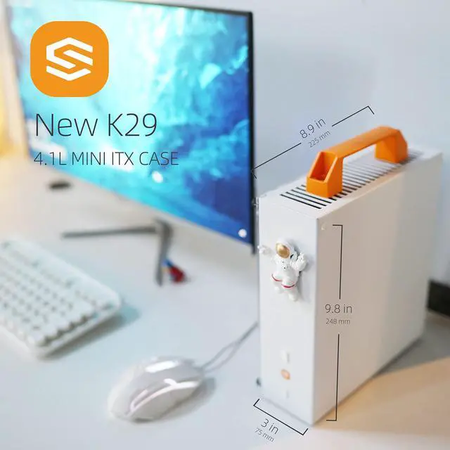 Alt view image 3 of 5 - SGPC Itx Mini Case - New K29(Steel)/2 Handles,Vented Panel - 1 Steel & 1 Acrylic Side Panels / 4.1L Small Itx Case