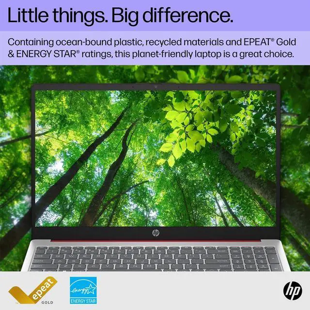 Alt view image 5 of 5 - HP 15.6" Portable Laptop (Include 1 Year Microsoft 365), HD Display, Intel Quad-Core N200 Processor, 16GB RAM, 128GB Storage, Wi-Fi 5, Webcam, HDMI, Numeric Keypad, Windows 11 Home, Red