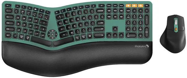 Main image of ProtoArc Ergonomic Wireless Keyboard Mouse, EKM01 Plus Full Size Ergo Bluetooth Keyboard Mouse Combo, Split Design, Wrist Rest, Multi-Device, Rechargeable, for Windows/Mac OS - Dark Green