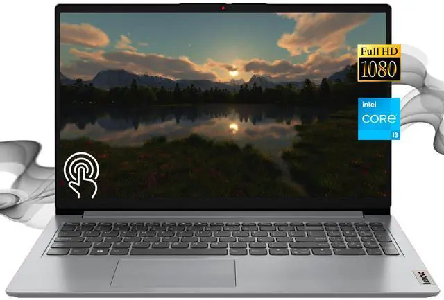 Main image of Lenovo Laptop Computer, 15.6" FHD Touchscreen Ideapad Laptops, Intel Core i3-1215U, 16GB RAM, 1TB SSD, Webcam, Bluetooth, Wi-Fi, Windows 11 Pro, RK Cable, Fast Charge, for College and School