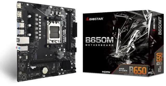 Main image of AM5 Biostar B650MT Motherboard (M-ATX/DDR5/M.2/USB-C)