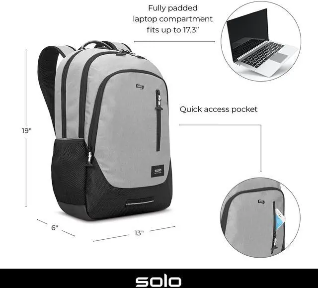 Alt view image 3 of 5 - Solo New York Region Laptop Backpack 15.6 inch, Grey