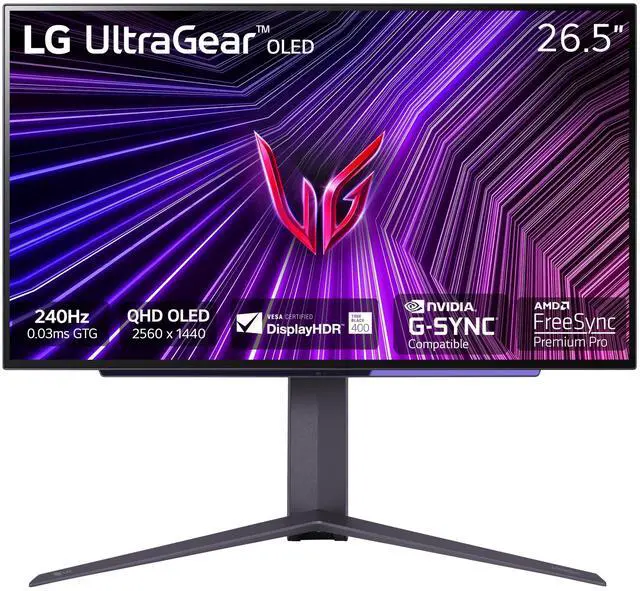 Main image of LG 27GS95QE 27-inch Ultragear OLED Gaming Monitor QHD 240Hz 0.03ms DisplayHDR True Black 400 AMD FreeSync Premium Pro NVIDIA G-Sync HDMI 2.1 DisplayPort Tilt/Height/Swivel Stand Black