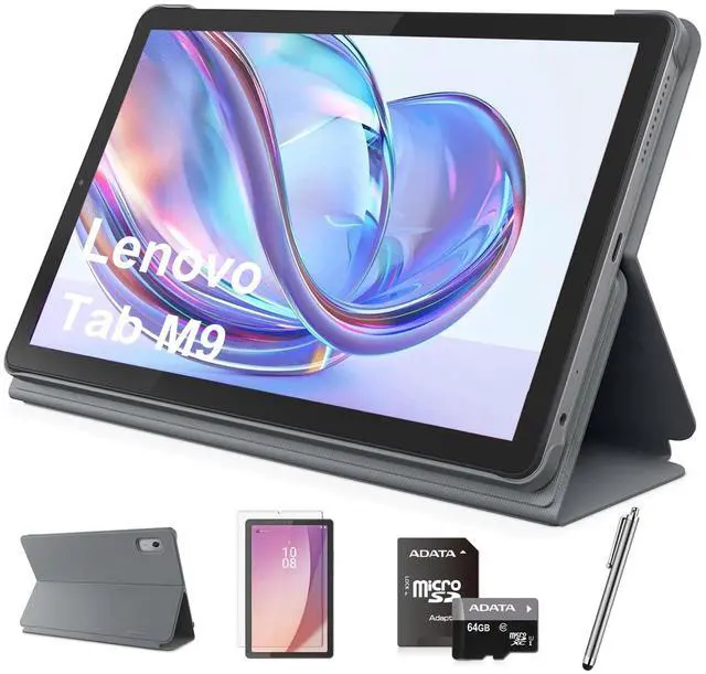 Main image of Lenovo Tab M9 9" HD Tablet, Media Tek Helio G80 8-Core Processor, Android 12 or Later, 3GB RAM 32GB Storage, Dolby Atmos, Wi-Fi, Bluetooth, USB-C, Gray, w/64GB MicroSD Card&Folio Case&Film&Stylus Pen