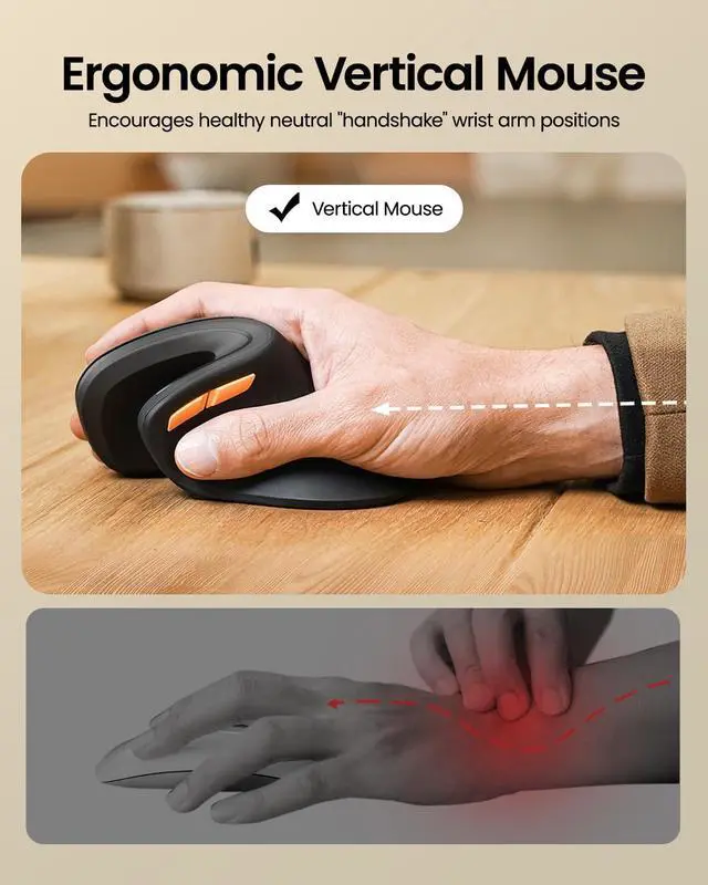 Alt view image 3 of 5 - ProtoArc EK01 Plus Backlit Full Size Wireless Ergonomic Keyboard Blue and EM11 NL Bluetooth Vertical Mouse Black