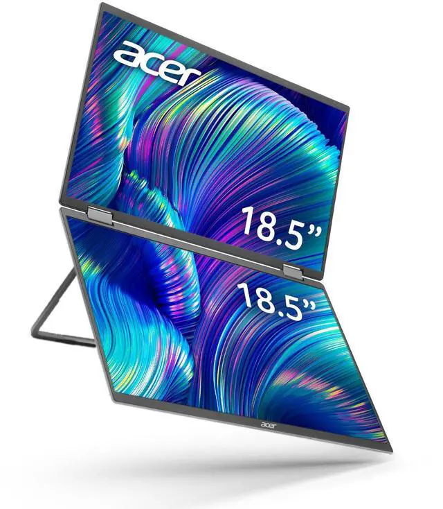 Main image of Acer PD193Q 18.5" FHD 1080P Foldable Dual-Screen Portable Monitor | Adaptive-Sync | Auto Pivot, View Vertically or Horizontally | 2Wx2 Speakers | Plug & Play for PCs | 2 x USB Type-C & 1 x Mini HDMI