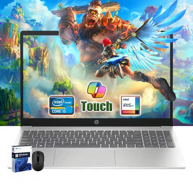 Main image of HP 15.6" Touchscreen Laptop | 12th Gen Intel i5-1235U (Beats i7-8700) | 32GB RAM | 2TB SSD | Iris Xe Graphics | Win 11 Pro | Fast Charge | Silver | W/Mouse (32GB RAM | 2TB PCIe SSD)