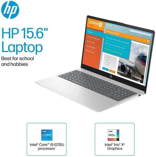 Alt view image 2 of 5 - HP 15.6" Touchscreen Laptop | 12th Gen Intel i5-1235U (Beats i7-8700) | 32GB RAM | 2TB SSD | Iris Xe Graphics | Win 11 Pro | Fast Charge | Silver | W/Mouse (32GB RAM | 2TB PCIe SSD)