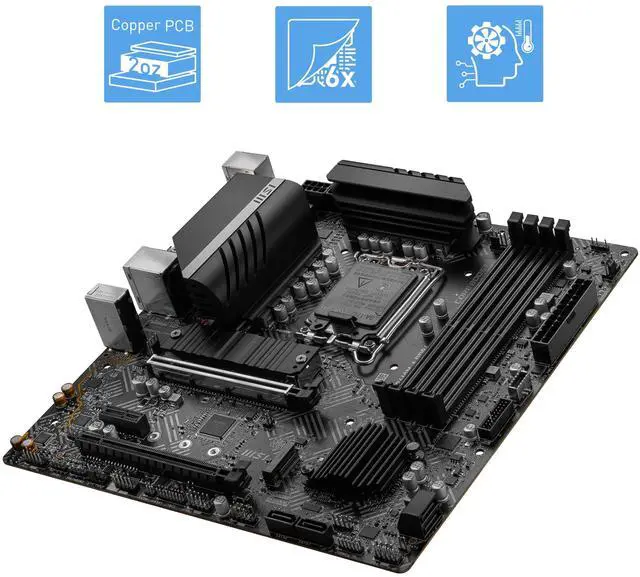 Alt view image 4 of 5 - MSI PRO B660M-A DDR4 Motherboard (mATX, 12th Gen Intel Core, LGA 1700 Socket, DDR4, PCIe 4, 2.5G LAN, M.2 Slots, USB 3.2)
