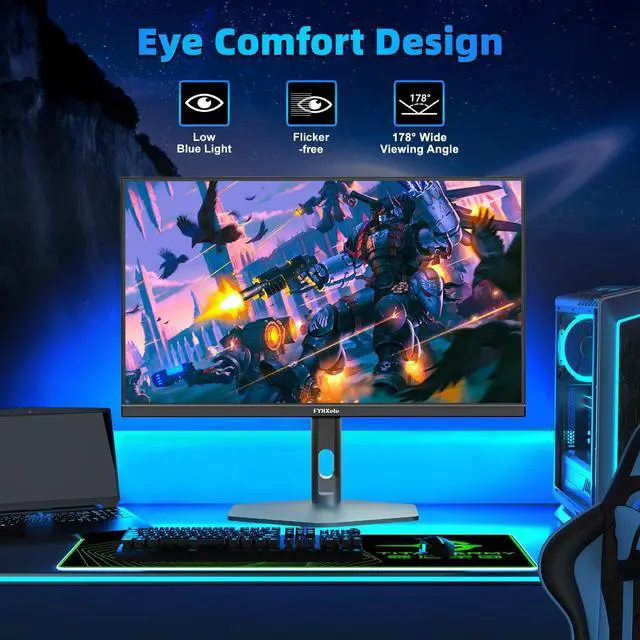Alt view image 4 of 5 - FYHXele 27 inch Gaming Monitor 300Hz, QHD 1440P, 0.8ms Frameless, Ultra Slim Computer Monitor, Height/Pivot/Swivel/Tilt Adjustable Vertical Monitor, Support FreeSync, VESA, DP*2, HDMI*2
