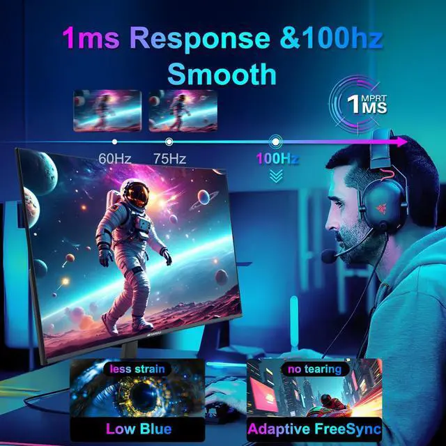 Alt view image 2 of 5 - SANSUI Curved Monitor 24 inch 100Hz USB Type-C Computer Monitor with Built-in Speakers- MPRT 1ms,Adaptive Sync,HDR,1500R,VESA 75x75mm Compatible, for Home and Office(HDMI Cable Include ES-24C1)