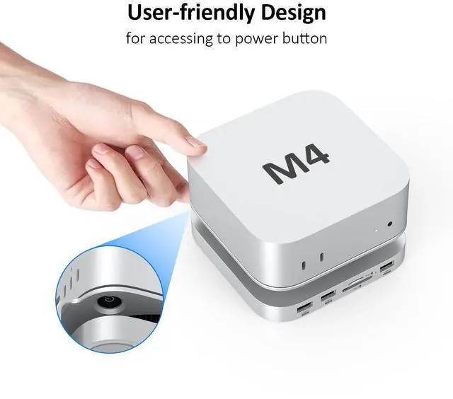 Alt view image 4 of 5 - Akyyajaure Mac mini Hub: 10 in 1 Aluminum Stand & Dock for Mac mini M4 Pro with M.2 NVMe SSD Enclosure, 4K60hz HDMI, 10Gbps USB-A*2, SD/TF Card Readers, USB 2.0