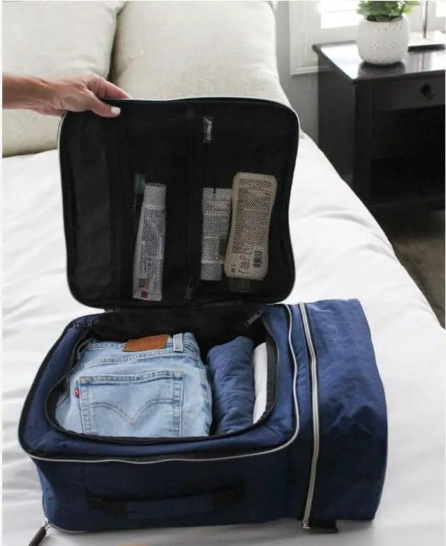 Alt view image 3 of 5 - biaggi Carry Cube Backpack: TSA Approved Travel Bag with Removable Packing Cube, Lightweight & Durable for Personal Item Use (Navy Blue)