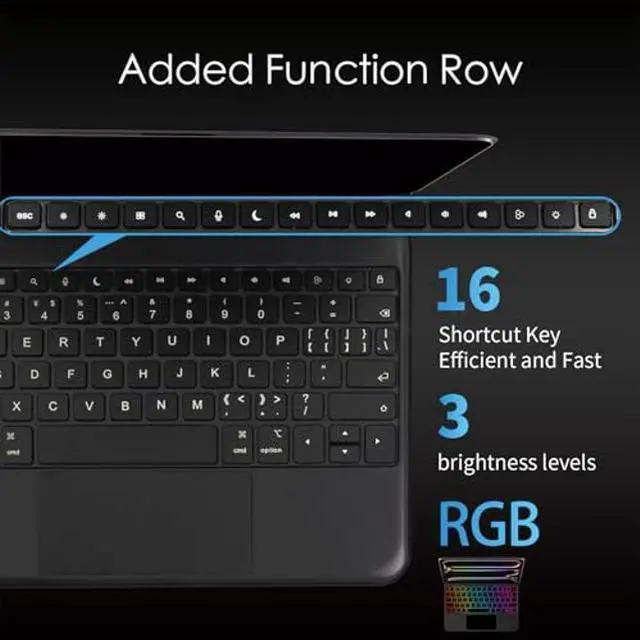 Alt view image 4 of 5 - Betterday Keyboard Magic Case for iPad Pro 11-inch (M4) 2024,No Bluetooth Required and No Charging Required,Smart Connection Magic-Keyboards with Function Row for iPad Pro 11-inch (M4) 2024
