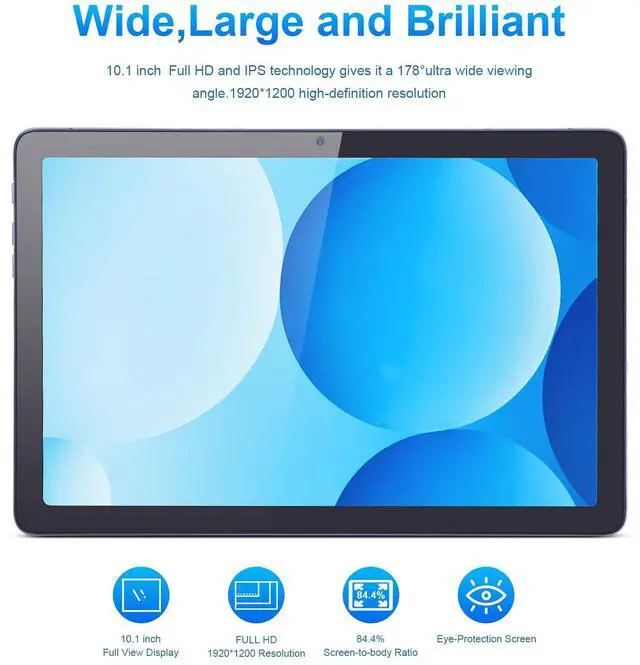 Alt view image 3 of 5 - C idea 10.1 inches Tablet,Android 12.0 Tablet 8GB RAM 128GB ROM (1TB TF),1920 * 1200 Full HD Screen,8 Core Unisoc T606 CPU,2.4G/5G WiFi,8MP+13MP Camera,6000mAh Long Battery,Face Unlocked(Gray)