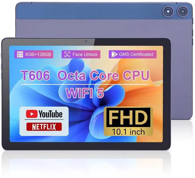 Main image of C idea 10.1 inches Tablet,Android 12.0 Tablet 8GB RAM 128GB ROM (1TB TF),1920 * 1200 Full HD Screen,8 Core Unisoc T606 CPU,2.4G/5G WiFi,8MP+13MP Camera,6000mAh Long Battery,Face Unlocked(Gray)