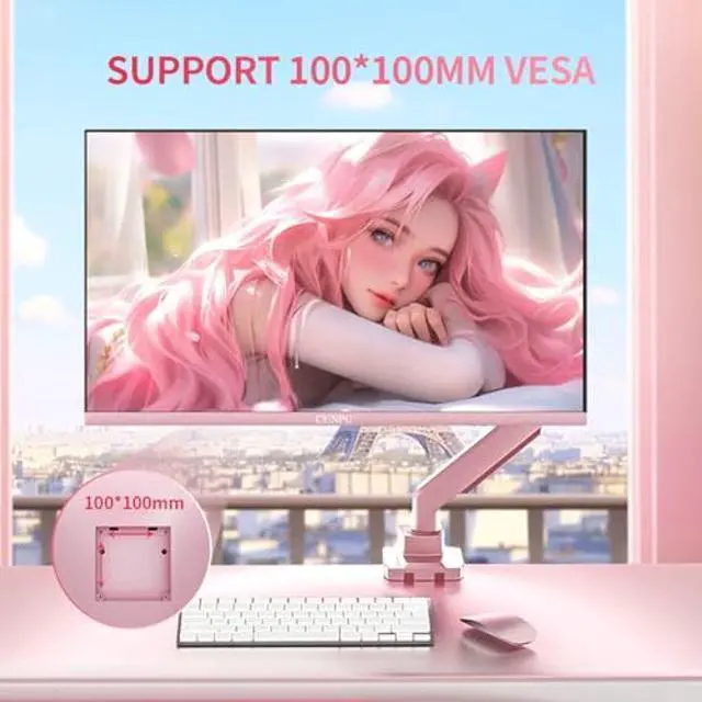 Alt view image 5 of 5 - CUNPU 27 Inch Pastel Pink Gaming Monitor QHD 2560x1440 180Hz 1ms GTG Fast IPS Computer Monitor, 90% DCI-P3, Adaptive Sync, Built in Speaker, Height/Swivel/Tilt/Pivot Adjustable Stand, HDMI,DP