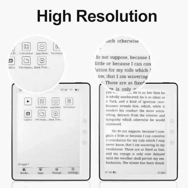 Alt view image 2 of 5 - E Book Reader, BK576 5.76 Inch Touch Screen Open Paper Tablet, Eye Friendly 1GB 16GB E Ink Tablet, epub Reader for Android 8.1, Includes Protective Case, Pen