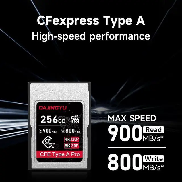Alt view image 2 of 5 - DAJINGYU Professional 256GB CFexpress Type A Memory Card, Up to 900MB/s Read Speed & 800MB/s Write Speed for 4K 120P 8K 30P Recording Video/Photo Compatible with Sony FX Cameras