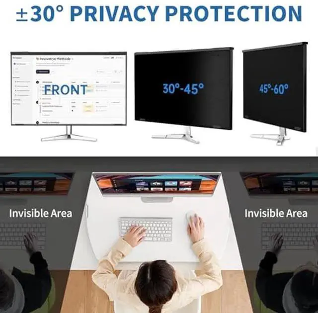 Alt view image 4 of 5 - DEJIMAX 32 Inch Computer Privacy Screen Filter for 16:9 Widescreen Computer Monitor Magnetic Privacy Shield Computer Screen Protector Anti Glare and Blue Light