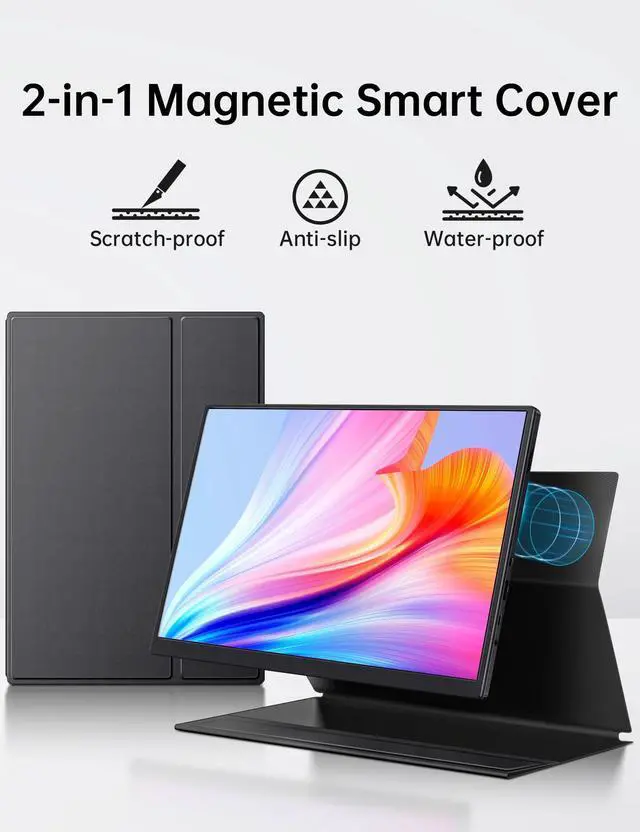 Alt view image 4 of 5 - DAMRAPT Small Portable Monitor 10.5" 1920x1280 FHD 400Nits Eye Care Mini Travel Monitor w/Smart Cover & Speaker, HDR Portable Gaming Display, USB C HDMI External Screen for Laptop Switch, PS5/4