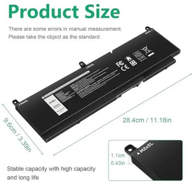 Alt view image 2 of 5 - ASUNCELL PKWVM 95Wh Battery Replacement for Dell Precision 7550 7750 7560 7760 / P44E P93F P44E001 P44E002 P93F001 P93F002 Series Laptop C903V 0C903V 0CR72X CR72X 068N03 0447VR 68ND3 453-BBCQ 11.4V