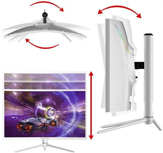 Alt view image 5 of 5 - Sceptre Curved 32-inch QHD Gaming Monitor 2560 x 1440 up to 165Hz 144Hz 1ms HDR1000 99% sRGB, Light Sensor Height Adjustable DP HDMI USB Type C 3.1 Build-in Speakers Nebula White (C325B-QWN168W)
