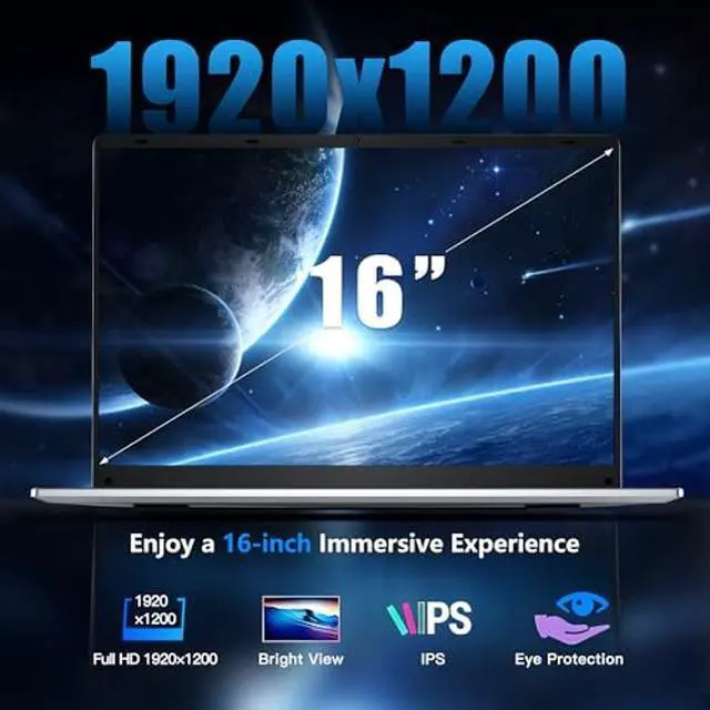 Alt view image 4 of 5 - FUNYET Gaming Laptop, 16 Inch FHD Display (1920 x 1200), N95 Laptop Computer (up to 3.4GHz), 16GB RAM 512GB SSD, Supports 180 Angle Opening, Bluetooth, Backlit Keyboard, Windows 11 Pro