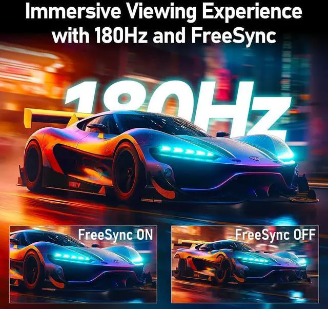 Alt view image 5 of 5 - ZZA 32-Inch QHD Curved Gaming Monitor - 2K Resolution, 165Hz/180Hz Refresh Rate, 1ms Response Time, FreeSync & G-Sync, HDR10, 122% sRGB Coverage, DP/HDMI, VESA Mount Compatible