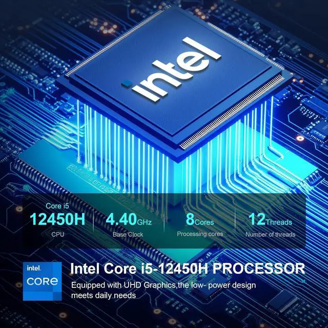 Alt view image 4 of 5 - LIMYEE Mini PC Window 11, 16GB DDR5 512GB M.2 SSD Portable Computer, Multi-Port, Support Four Displays Synchronous Asynchronous Display. Pre-Installed Windows 11 Pro Suitable for Office/Home